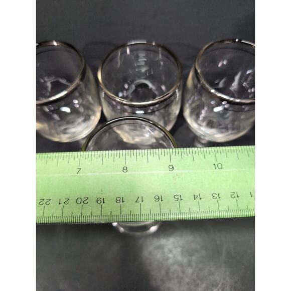 Silver‎ Rimmed Cocktail Glasses Stemware, Set of 4, Midcentury Barware, 4 Oz - Picture 9 of 9